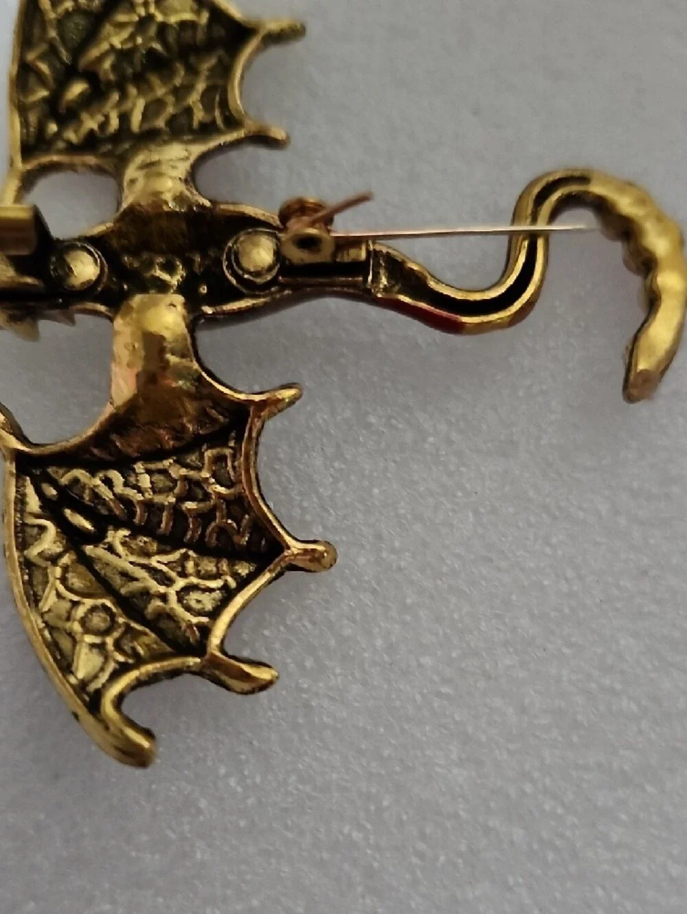 Red Enamel Dragon Wing Brooch